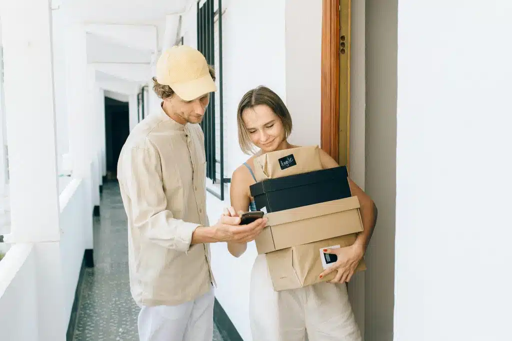 woman with boxes