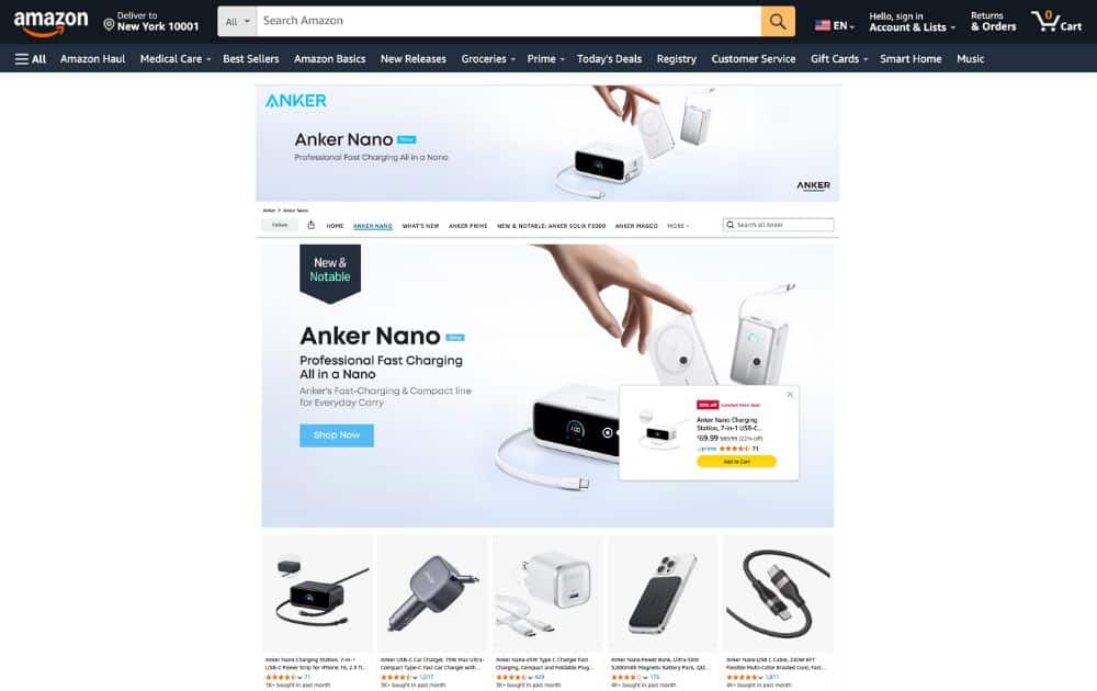 Anker's Amazon store (screenshot)