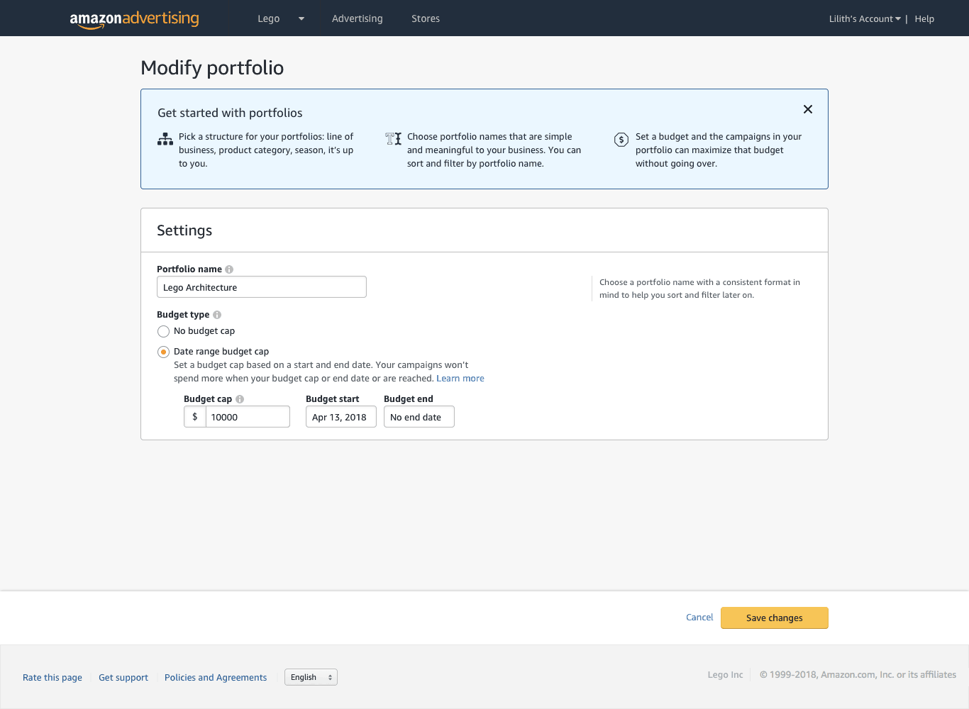 Amazon Portfolio modify