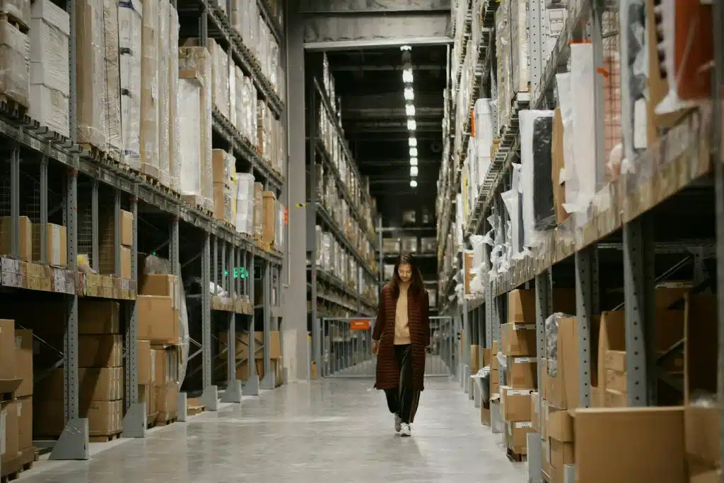 woman in warehouse