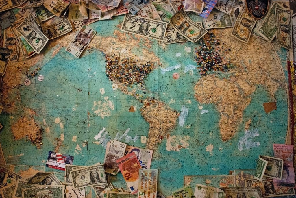 map with different currencies