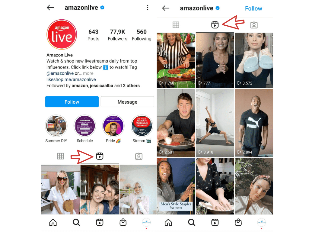 Amazon live reels
