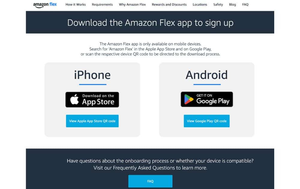 Downloading the Amazon Flex app