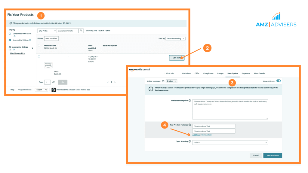 how to add bullet points on seller central