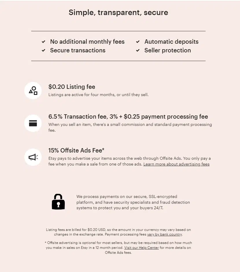 Etsy seller fees