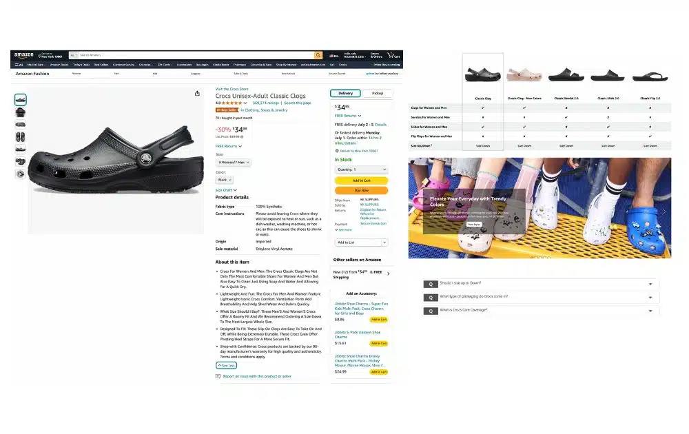 Crocs Classic Clogs (Amazon product listing screenshots) Crocs Classic Clogs (Amazon product listing screenshots)