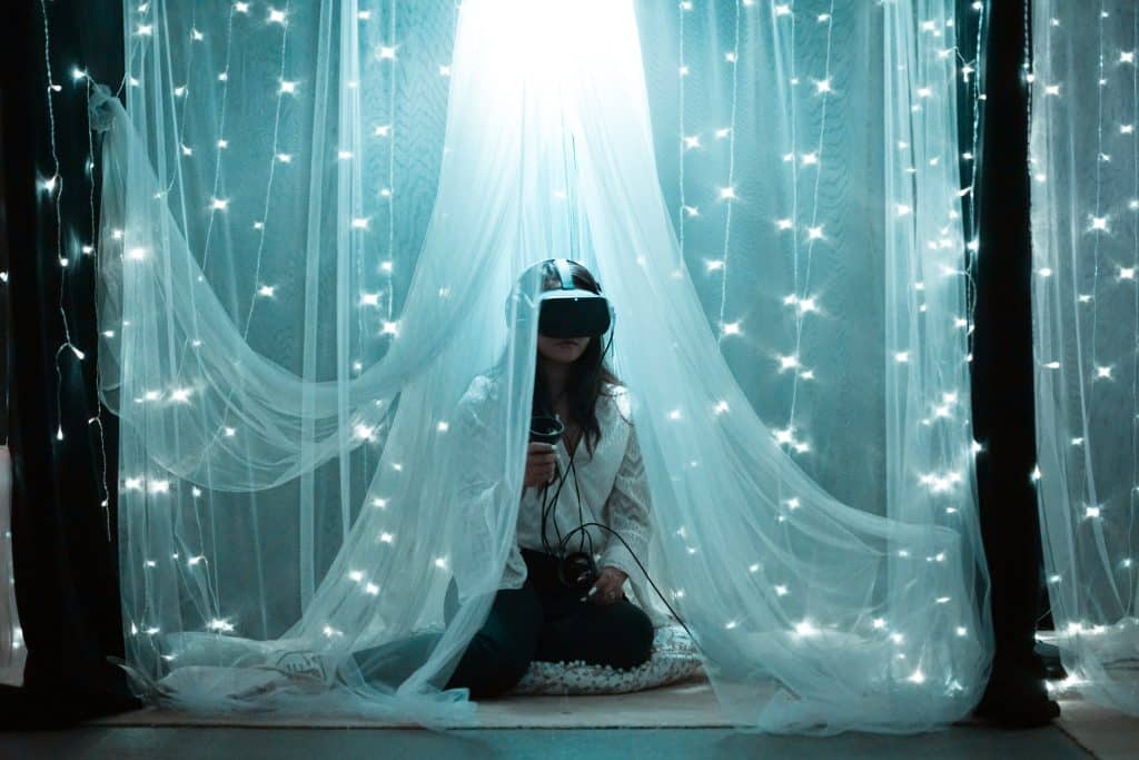 woman wearing VR headset