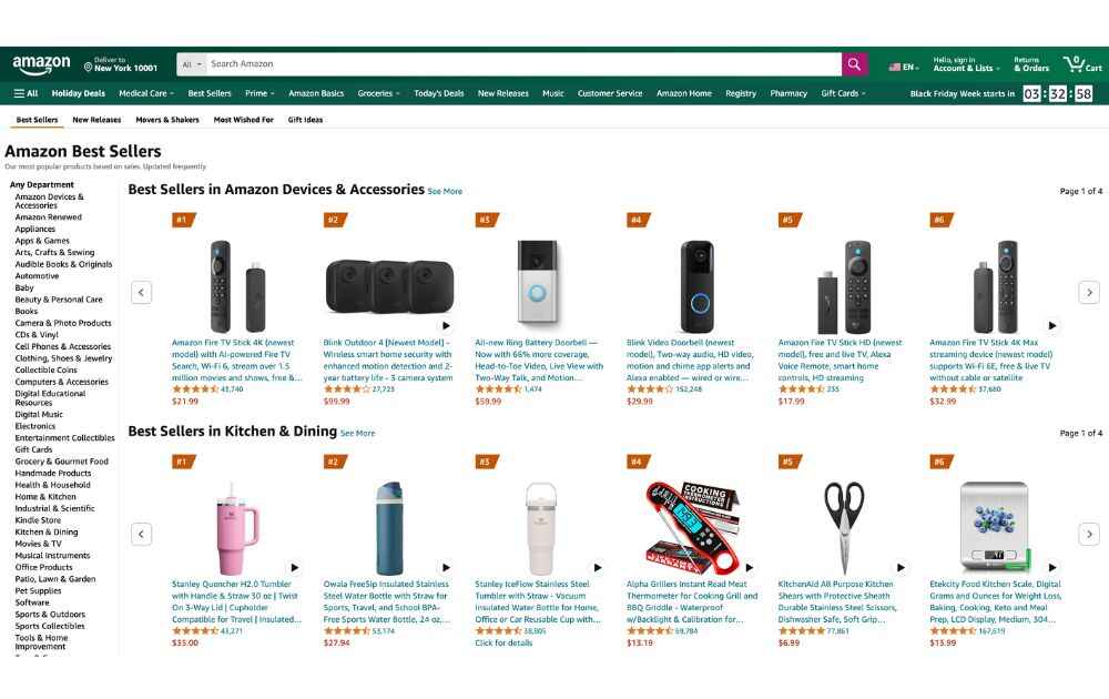 Amazon Best Sellers Page