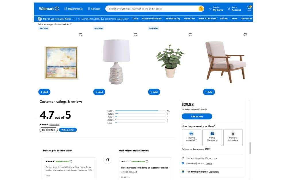Walmart product research (screenshot) Walmart product research (screenshot)