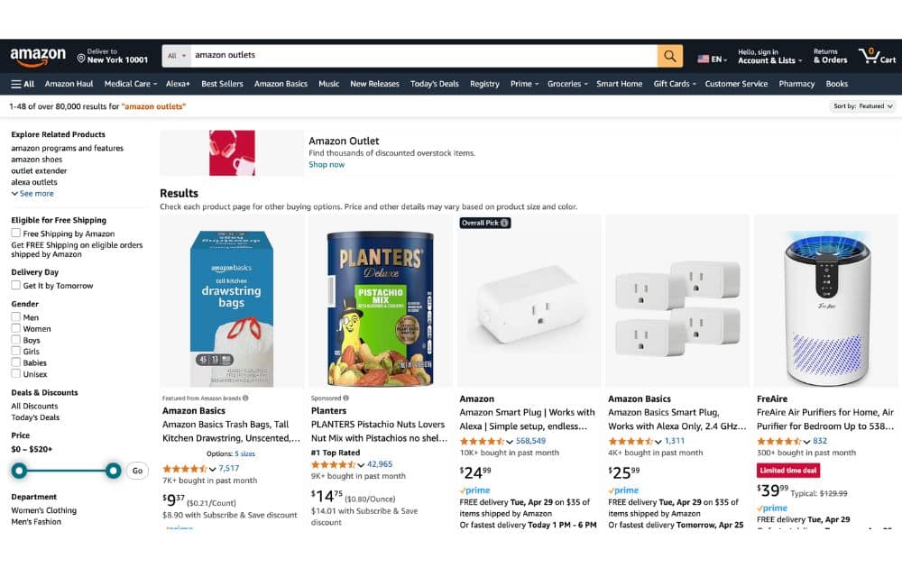 Amazon Outlet (screenshot)