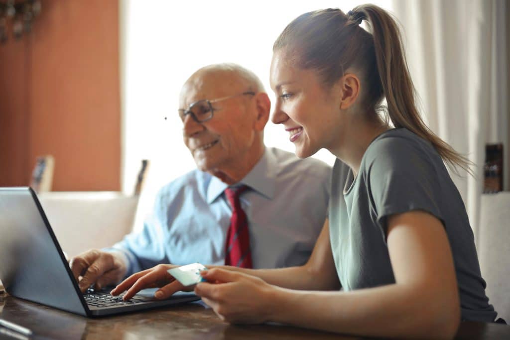 woman and man online shopping
