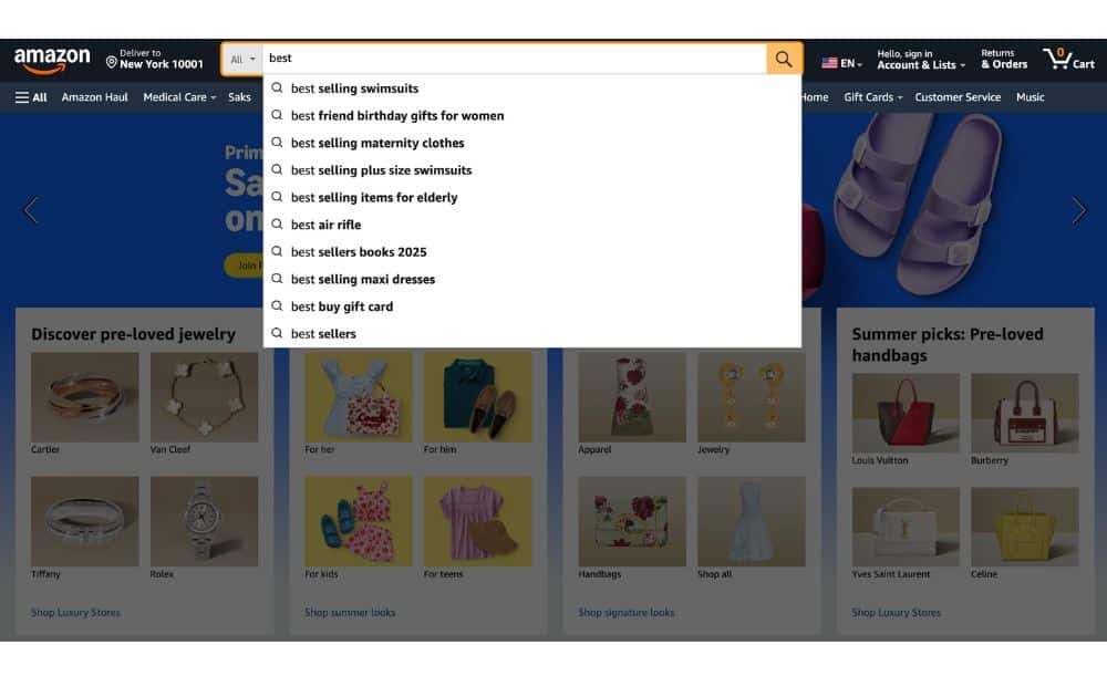 Amazon Search Bar Auto-complete