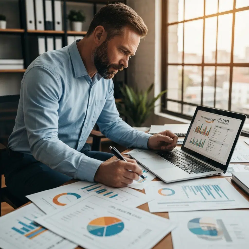 Business owner reviewing 3PL costs