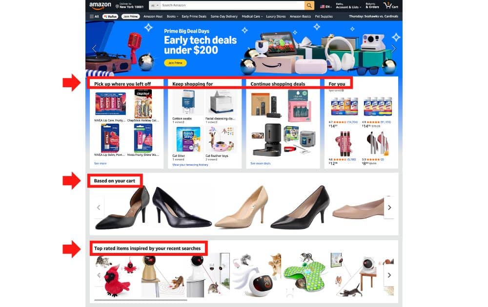 Amazon recommendations (screenshot)